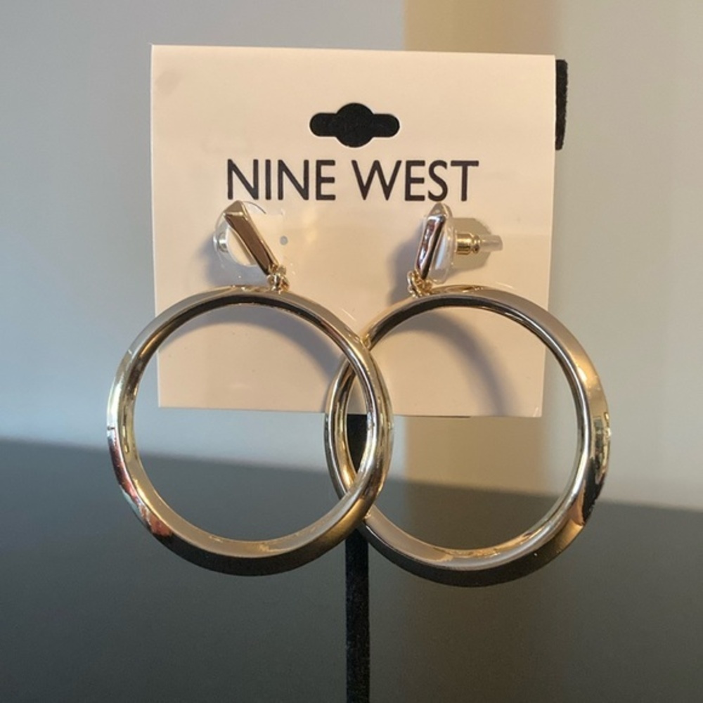 Nine West Silver and Gold Tone Hoop Earrings